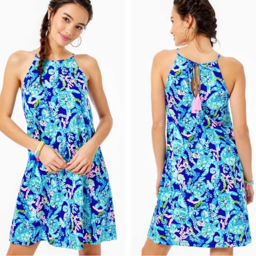 Lilly Pulitzer Margot Swing Dress Corsica Blue Turtle Villa. Size S